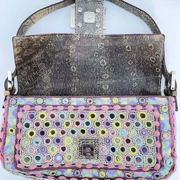 Fendi Baguette Multicolor mirror silver hardware shoulder bag - Picture 3 of 9